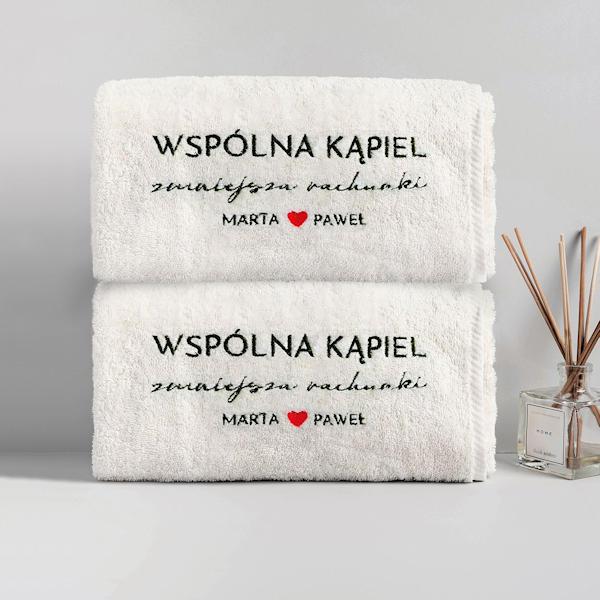 Personalizowane ręczniki dla dwojga WSPÓLNA KĄPIEL ZMNIEJSZA RACHUNKI