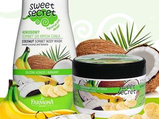 Sweet Secret kokos i banan do pielęgnacji ciała Farmona.