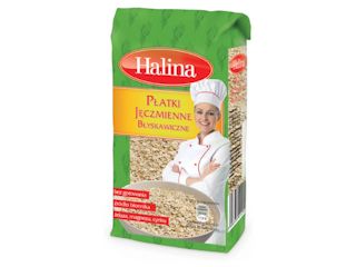 Płatki Jęczmienne Błyskawiczne marki Halina na szybkie i pożywne śniadanie.